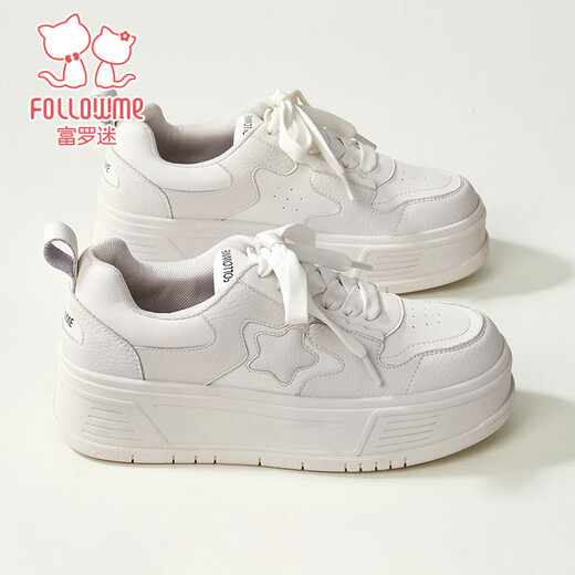 Fuluomi girls sneakers 26 spring new thick-soled versatile casual shoes for junior high school students lightweight breathable white shoes white 39
