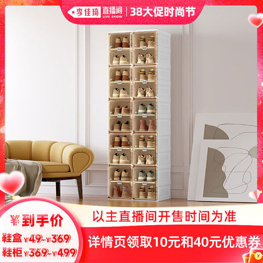 Ant Box Li Jiaqi 38 Fashion Festival Foldable Assembly-free Shoe Box Dustproof Shoe Rack Home Shoe Cabinet 2 Columns 10 Layers Shoe Cabinet Can Hold 40 Pairs of Shoes