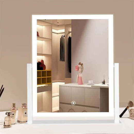 Makeup mirror with light LED smart make-up mirror, dressing table, rotatable make-up artist's special make-up mirror USB cable, white 32x30 plug-in use, free USB cable, the cable does not lead