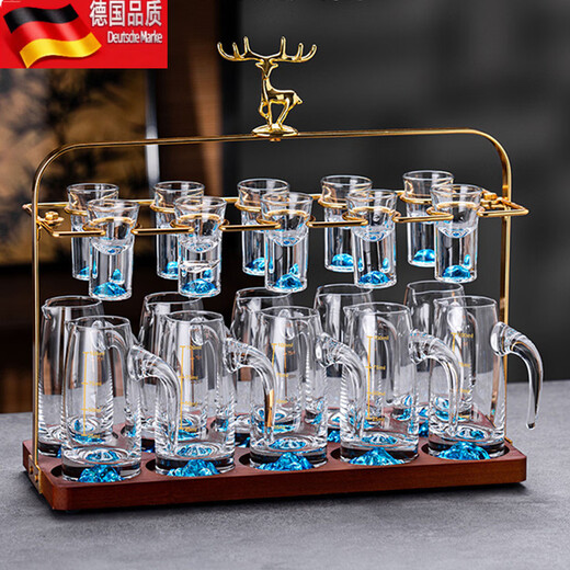 Tuojin Blue Mountain white wine glass set household Chinese-style one-cup crystal glass wine dispenser cup holder wine set transparent Blue Mountain pot + 2 Blue Mountain bottom cups