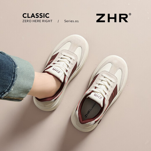 ZHR Dexun shoes for women 2026 new contrasting color platform thick-soled women's shoes versatile casual shoes for women KD175 rice red 37
