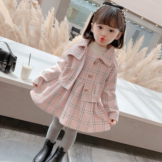 New baby girl's small fragrant velvet dress baby girl's autumn and winter thickened suit children's new princess skirt western style picture color 130cm