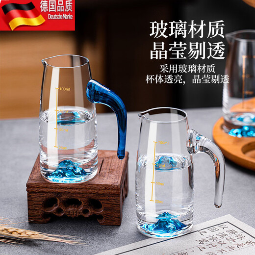 Tuojin Blue Mountain white wine glass set household Chinese-style one-cup crystal glass wine dispenser cup holder wine set transparent Blue Mountain pot + 2 Blue Mountain bottom cups