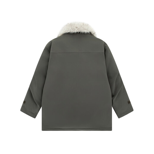 GROUND ZERO inner plush design American retro couple style 90 white duck down down jacket military green M