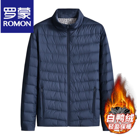 ROMON Fatty Thin Down Jacket Мужская теплая куртка больших размеров Свободная осень и зима Тонкий пуховик большого размера с воротником-стойкой Модный черный L