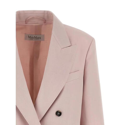 MAX MARA Women's Jacket Warm Anti-wrinkle Blended Commuting Work Jacket Simple Pink One Size |44