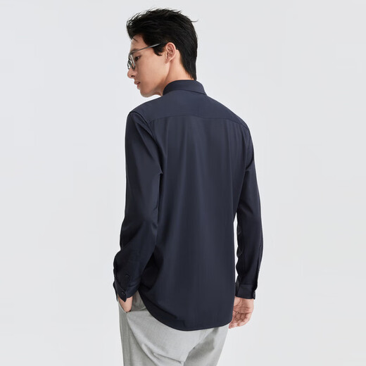 Jiumuwang shirt men's 26 spring new quality wool series tops, the same style as the mall, slim version + dark night black + FS1610122 43 (180/104B)