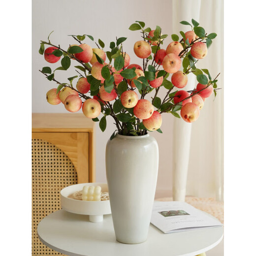 Fruit Apple Artificial Flower Living Room Decoration Fruit Branches Green Plants Gardening Vase Flower Arrangement Decoration and 6 Yellow Oranges 3 Branches