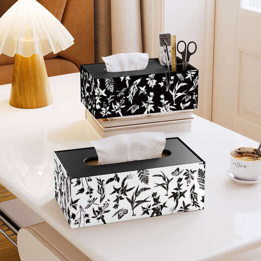 Yusenyi level tissue box for living room creative coffee table remote control storage box new style napkin paper box ZJS+27 double grid