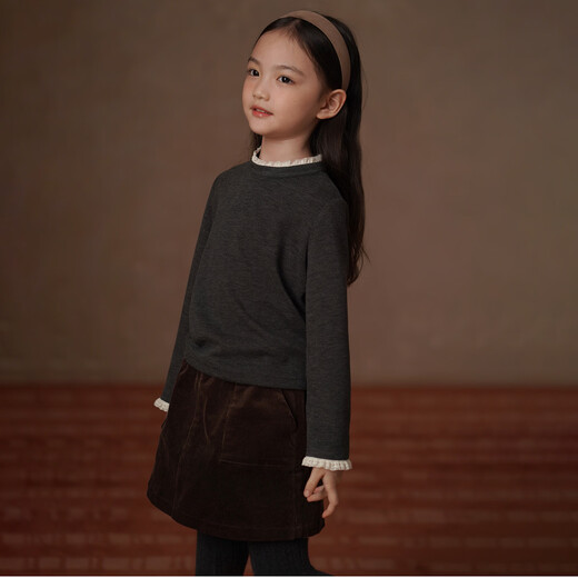 Hacikis hacikis children's clothing autumn and winter children's tops brushed warm fungus edge bottoming shirt girls stretch knitted T-shirt girls