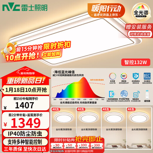 NVC LED Full Spectrum Eye Protection Ceiling Lamp Living Room Lighting Bedroom Light Smart Lighting Package Haoyu Silver