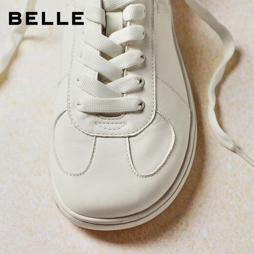 Belle versatile simple white shoes for women 2026 Xia Xin shopping mall same style cowhide thin-soled casual shoes BIH23BM6 beige 33