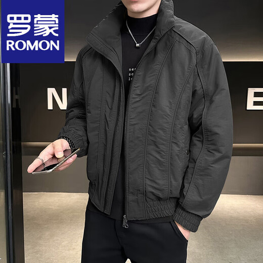 ROMON зимний пуховик мужской воротник-стойка 2025 новый тонкий однотонный красивый универсальный утиный пуховик мужская зимняя одежда черный M