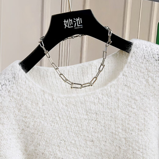 She Pool Round Neck Sweater 2026 Spring New Women's Lazy Style Loose Style Dropped Shoulder Sleeve Pullover Short Top Beige One Size