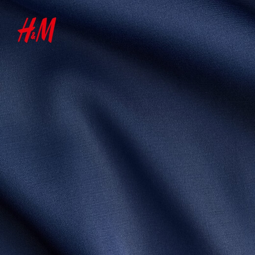 H&M women's shirt 2026 spring new style V-neck style inner fashion glossy satin shirt 0939703 dark blue XL 175/116