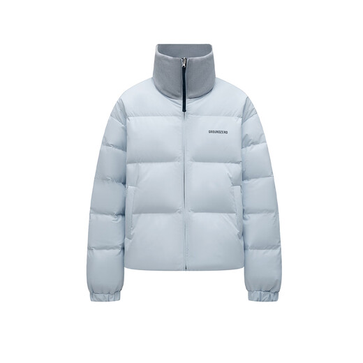 GROUND ZERO可双面穿情侣款字母绣花90白鸭绒立领羽绒服外套 藏青色 2XL   