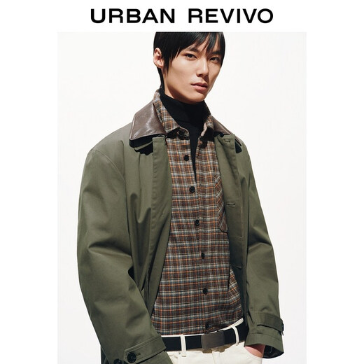 UR2026 Весенняя новая мужская мода в стиле ретро, ​​ванна, контрастный цвет, длинная ветровка с лацканами UMF160013