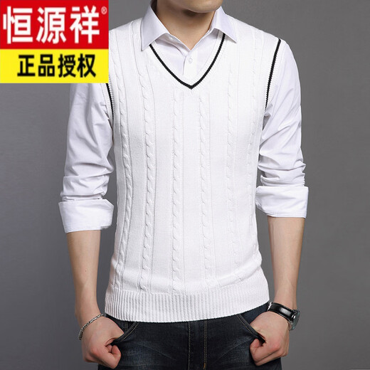Hengyuanxiang men's knitted vest Korean style versatile solid color men's rubberized vest sweater vest sleeveless sweater black 3XL