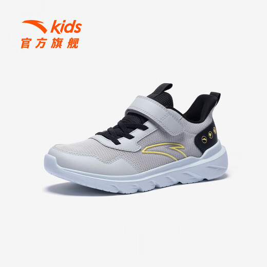 ANTA children's sports shoes for men and women, big children's vitality running shoes 26 spring new dense mesh lightweight Velcro breathable students boys chip gray/black-1 37 shoe inner length 23.5cm