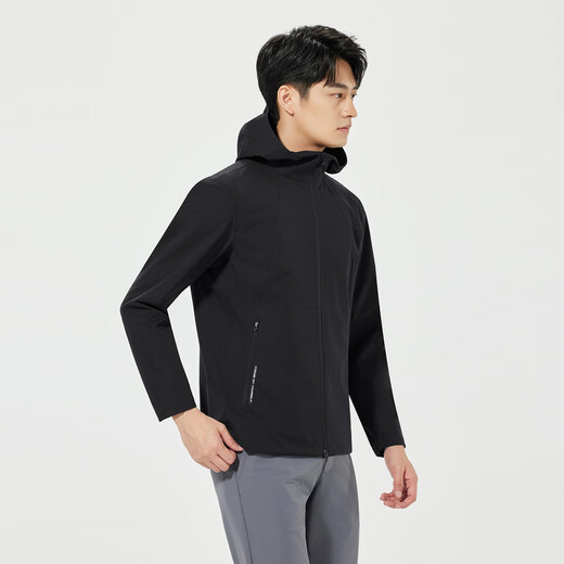 Lilan Men's Three-proof Windbreaker Men's Jacket Spring Hooded Waterproof, Oil-proof and Anti-fouling Commuting Outdoor Windbreaker Black (25CFY6031Y) L 170/88A