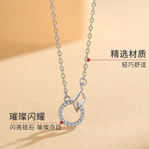 MZMZ platinum necklace women's diamond fashion jewelry trend pt950 platinum Valentine's Day birthday gift for girlfriend local warehouse/next day delivery - light luxury temperament double ring necklace