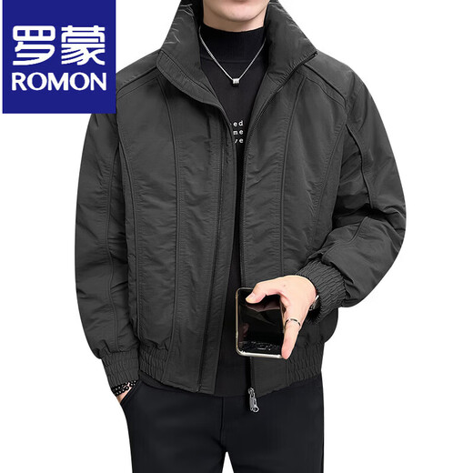 ROMON зимний пуховик мужской воротник-стойка 2025 новый тонкий однотонный красивый универсальный утиный пуховик мужская зимняя одежда черный M