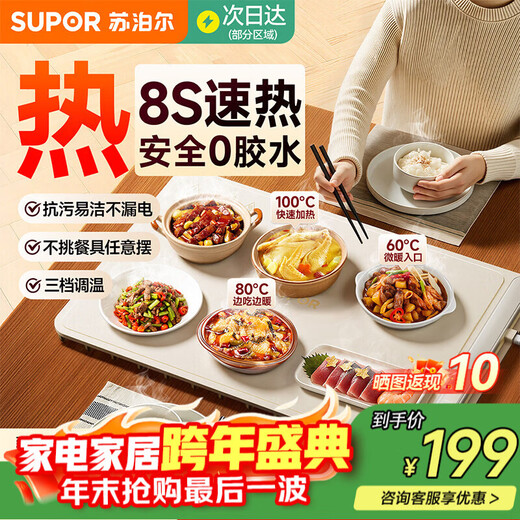 Supor Heated Warming Board, Dining Table Insulating Board, Heated Food Board, Multifunctional Constant Temperature Dining Table Mat, 2025 New Household Square Flexible Folding Food Warmer Artifact B, 8 Seconds Fast Heating Folding Food Warming Artifact - Can Heat 6 Dishes at One Time