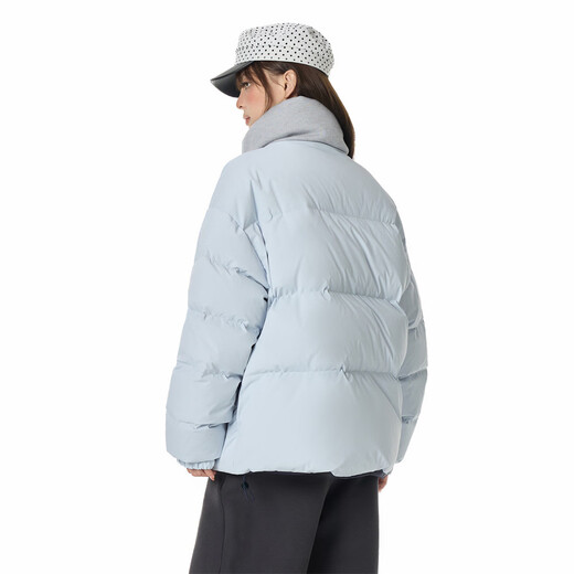 GROUND ZERO可双面穿情侣款字母绣花90白鸭绒立领羽绒服外套 藏青色 2XL   