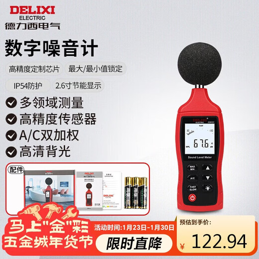 Delixi Electric decibel meter household high-precision noise tester volume detector A/C double weighted D1