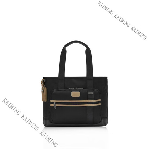 Tuming DFO FREMONT Men's Tote Bag Casual Commuting Handheld Tote Bag Black with Khaki_02223309DKOE -