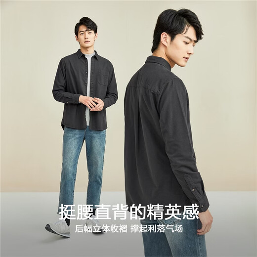 Giordano 2026 spring new style pure cotton flannel single pocket long-sleeved casual shirt jacket for men 01044876