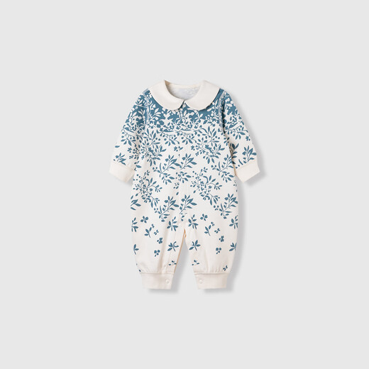 Kordear Infant Printed Jumpsuit Baby Cotton Lapel Long Sleeve Romper Suit Newborn Outing Clothes Blue and White Story 73cm Height 66-73cm Weight 15-20Jin Jin is equal to 0.5 kg