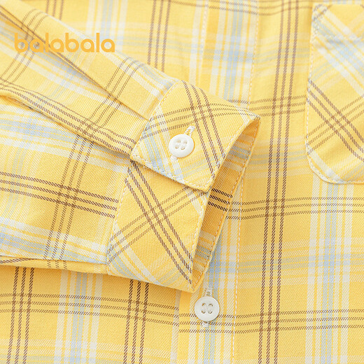Balabala shopping mall same style Balabala children's long-sleeved shirts for boys and girls 2026 new spring and autumn plaid tops yellow and white tone 00431 130