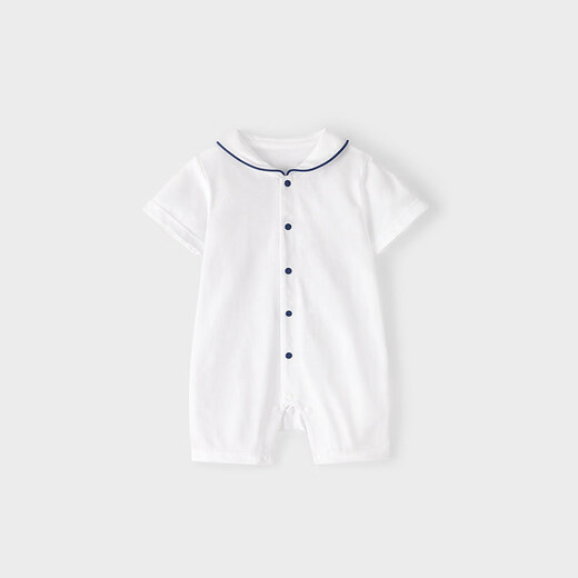 Koala Nose Blue Voyage Western Style Jumpsuit Infant Summer Navy Style Cotton Skin Friendly Romper Suit White 90cm