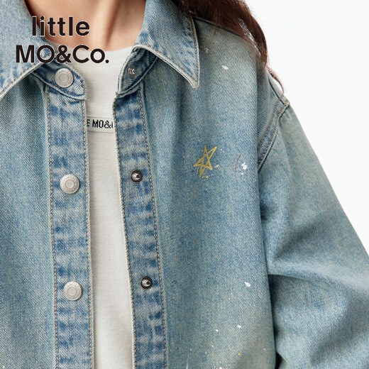 Little MO&Co. Show same style little moco children's clothing 26 new children's pony pure cotton denim shirt long-sleeved parent-child denim blue 140 140/68