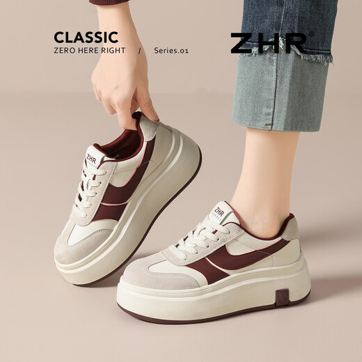 ZHR Dexun shoes for women 2026 new contrasting color platform thick-soled women's shoes versatile casual shoes for women KD175 rice red 37
