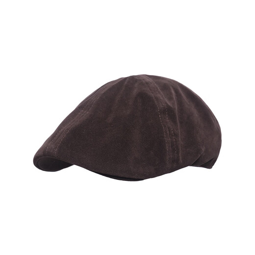 U&MUDI Japanese retro suede brown progressive hat for women with big head circumference and face, small literary and artistic versatile reverse beret hat trendy black one size (55-59cm)