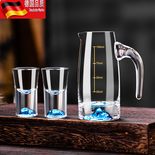 Tuojin Blue Mountain white wine glass set household Chinese-style one-cup crystal glass wine dispenser cup holder wine set transparent Blue Mountain pot + 2 Blue Mountain bottom cups