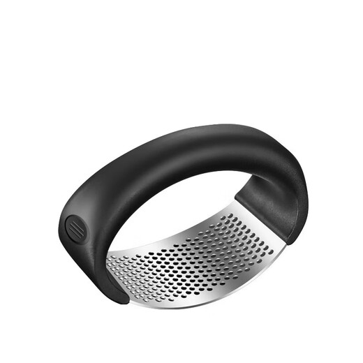 Shantou Lincun multifunctional stainless steel ring-shaped garlic press, garlic press artifact, garlic pounder, household kitchen garlic smashing tool, black 1 pack