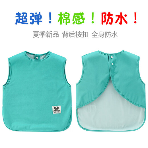 Baby smock, children's long-sleeved waterproof reverse dressing, baby eating bib, solid color anti-fouling protective clothing, painting, rose red (sleeveless model with high elastic snap buttons) 90 (recommended 70-90CM)