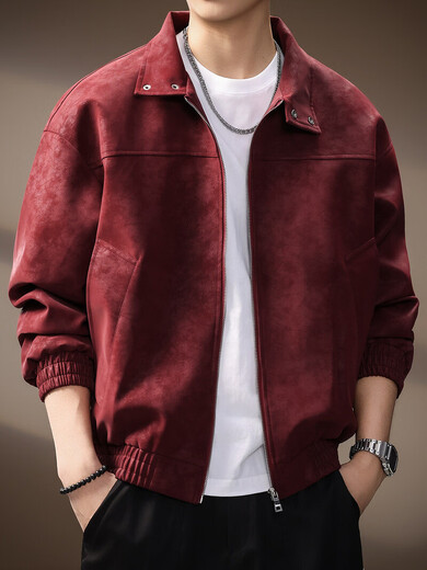 Noble color high-end American retro tie-dyed PU leather jacket for men in spring and autumn trendy brand handsome casual leather jacket for men Obsidian Black 3XL suitable for 190-210Jin Jin is equal to 0.5 kg