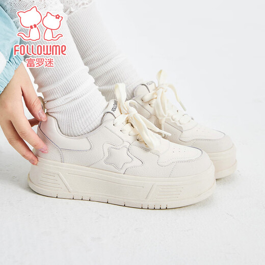 Fuluomi girls sneakers 26 spring new thick-soled versatile casual shoes for junior high school students lightweight breathable white shoes white 39