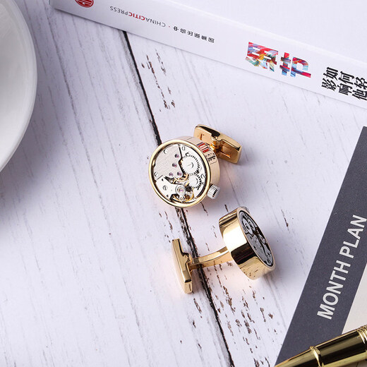 KFLK French shirt cufflinks men's light luxury custom shirt movement mechanical cufflinks cufflinks Cufflinks K157 (gold frame)