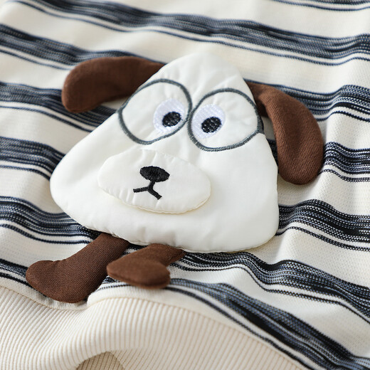 Mamie Maka (MOMOCO) children's clothing boys' T-shirt 2026 spring baby knitted striped T-shirt black and white 100