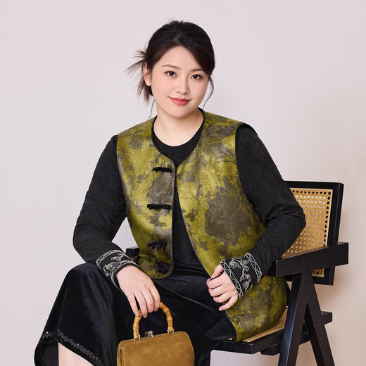 MsShe New Chinese Style Suit Large Size Women's Clothing 2026 Spring Clothes Imitation Mink Strip Buckle Cotton Vest Small Shirt Spring Vest Cherry Blossom Pink Ready Stock 4XL