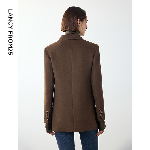 Langzi Wool Temperament Retro Design Commuting Professional Suit Jacket Commuting Winter New Casual Suit Women Brown Green S