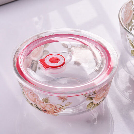 Fantasy Korean Golden Rose household heat-resistant glass bowl instant noodle bowl fruit salad bowl soup bowl rice bowl rice bowl Golden Rose glass bowl 2 pieces without lid
