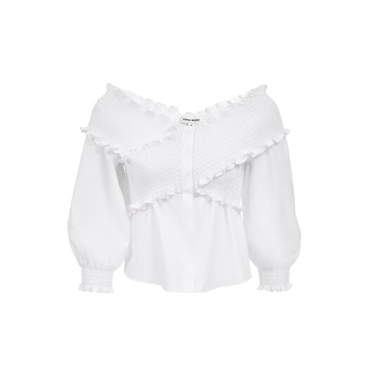 VEROMODA shirt women's 2026 summer new style elasticated V-neck three-quarter lantern sleeve top 326231001