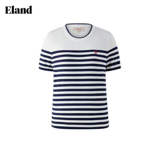 ELAND Yilian sweater women's casual commuting round neck short-sleeved cotton comfortable sweater 2026 spring and summer new style Gray (15) Gray M /165