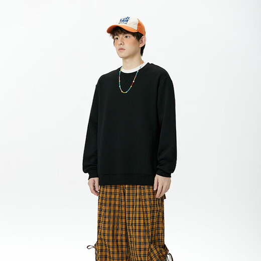 MINISO Youth American Casual Loose Sweatshirt Men's Spring Sports Heavy Design Pullover Gray Bean Green L